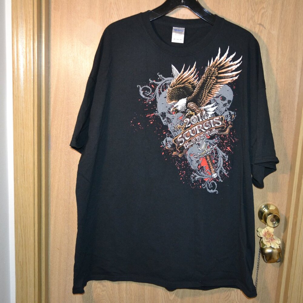 Sturgis 2014 Black Hills Rally Eagle Skull Sword Graphic 74th Anniversary Tee